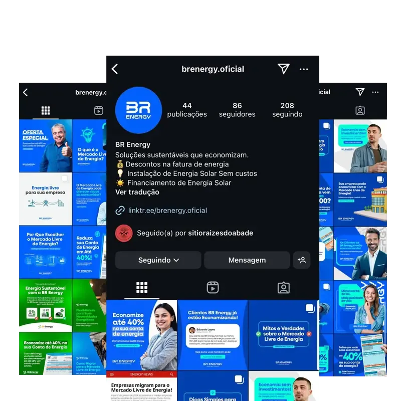 Perfil do Instagram de BR Energy, gerenciado pela Minduba Digital