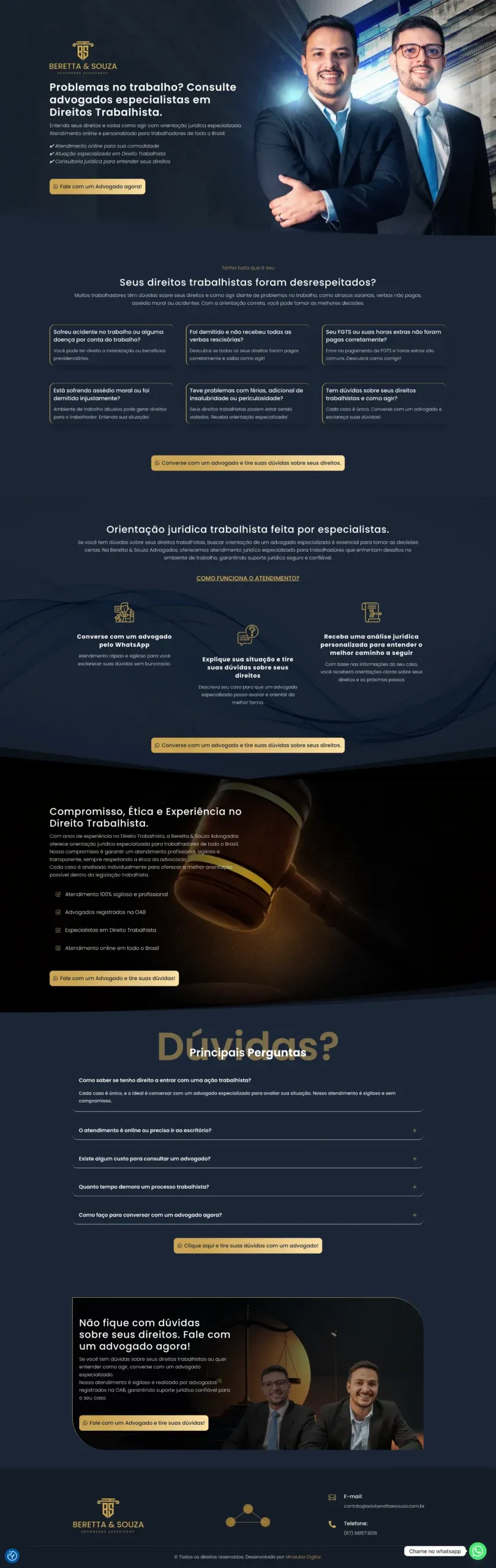 Site de Beretta e Souza criado pela Minduba Digital