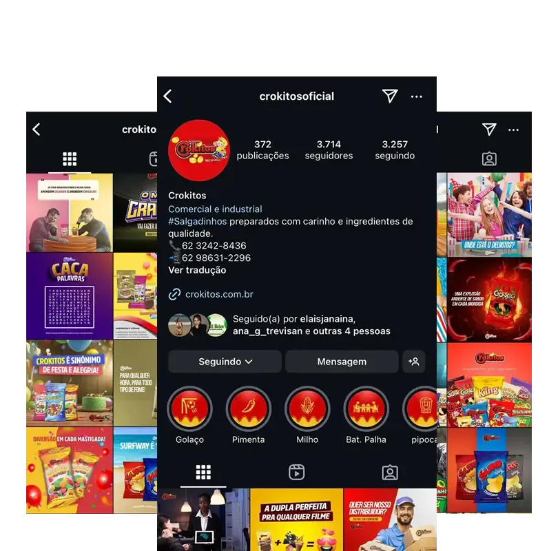 Perfil do Instagram de Crokitos, gerenciado pela Minduba Digital