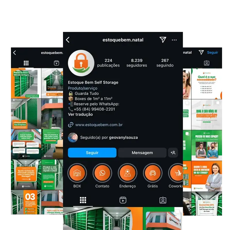 Perfil do Instagram de Estoque Bem, gerenciado pela Minduba Digital
